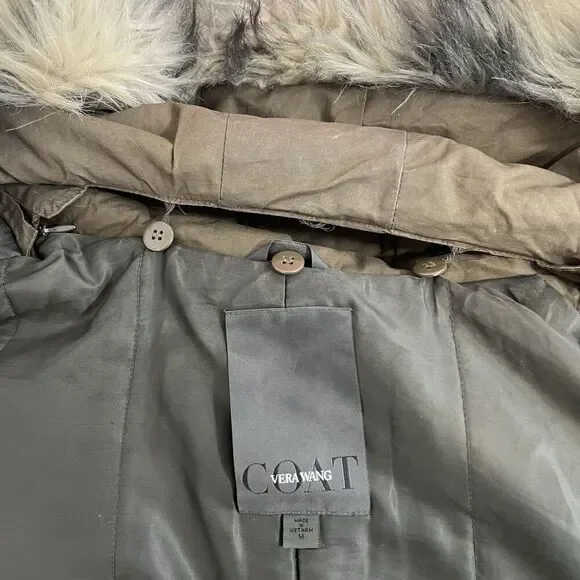 Vera Wang Womens Size Medium Brie Faux Fur Anorak Hooded Parka Winter Coat - Picture 5 of 6
